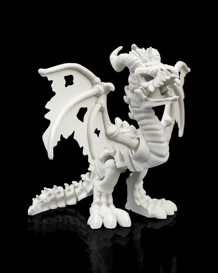 Escultura Basilisco Esquelético Branco - Decoração Geek e Mitológica